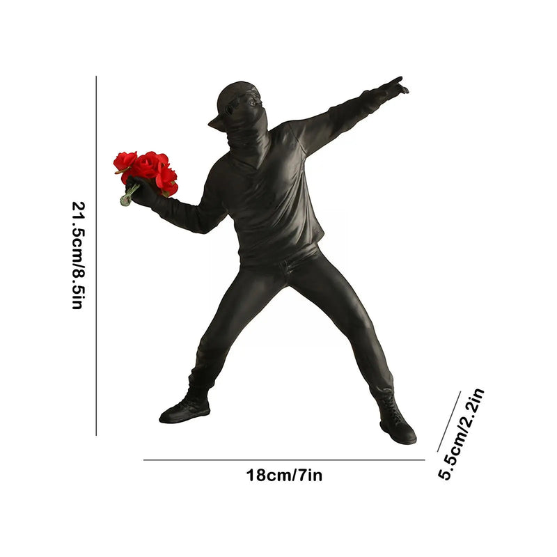 Modern Resin Banksy Flower Thrower