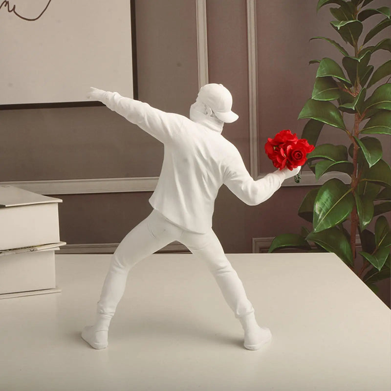 Modern Resin Banksy Flower Thrower