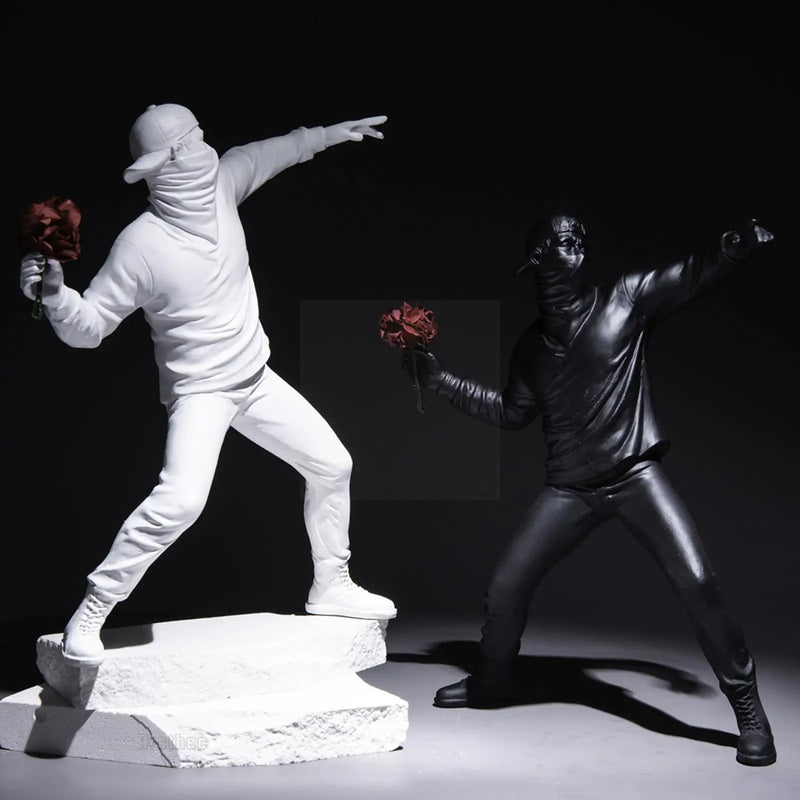 Modern Resin Banksy Flower Thrower