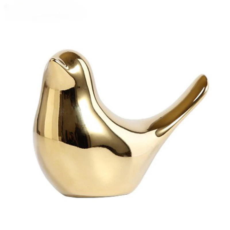 Gold Bird Ceramic Figurine