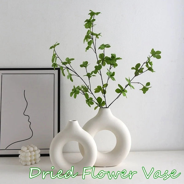 White Donut Ceramic Vase