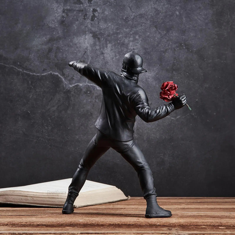 Modern Resin Banksy Flower Thrower